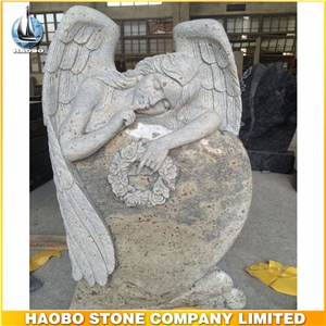 European Style Monument Kashmir White Headstone with Angel Carved European Style Monument Kashmir White Headstone with Angel Carved
