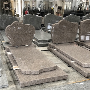 Rouge Oriental Pink Granite Bench Memorials Tombstone