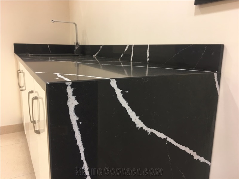Eternal Marquina Semiprecious Artificial Quartz Stone Countertop