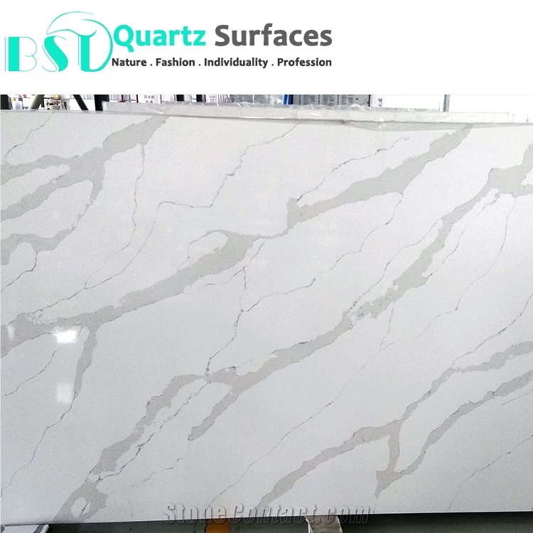 Per Sqm Prices Calacatta Quartz Stone Countertop for Kitchen, White Quartz Countertops