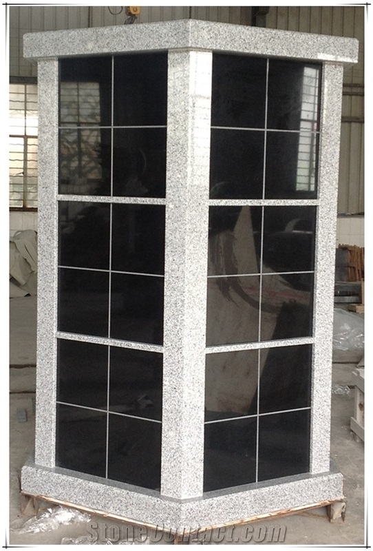 48 Niche Columbarium Design with Shanxi Black Granite for Cemetery