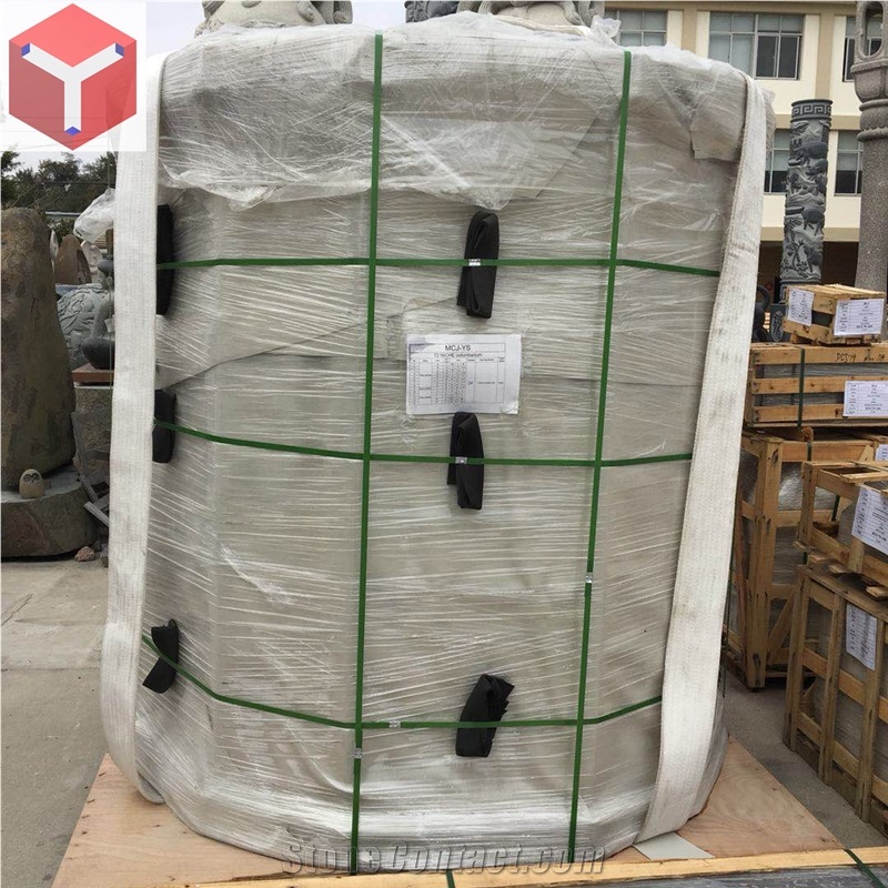 96 Niche Round Columbarium Gray Granite with Black Door in Cemetery