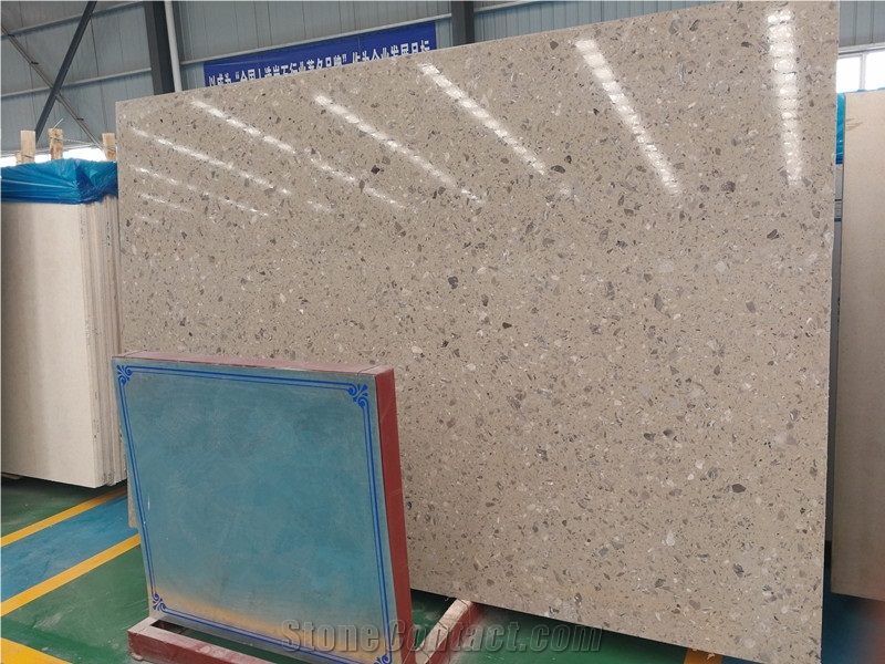 Ls-E009 Light Grey Artificial Stone Slabs&Tiles Flooring