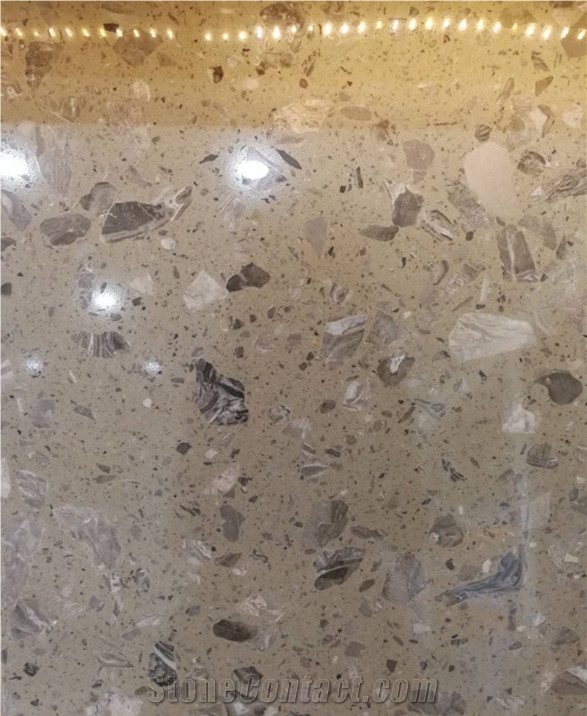Ls-E009 Light Grey Artificial Stone Slabs&Tiles Flooring