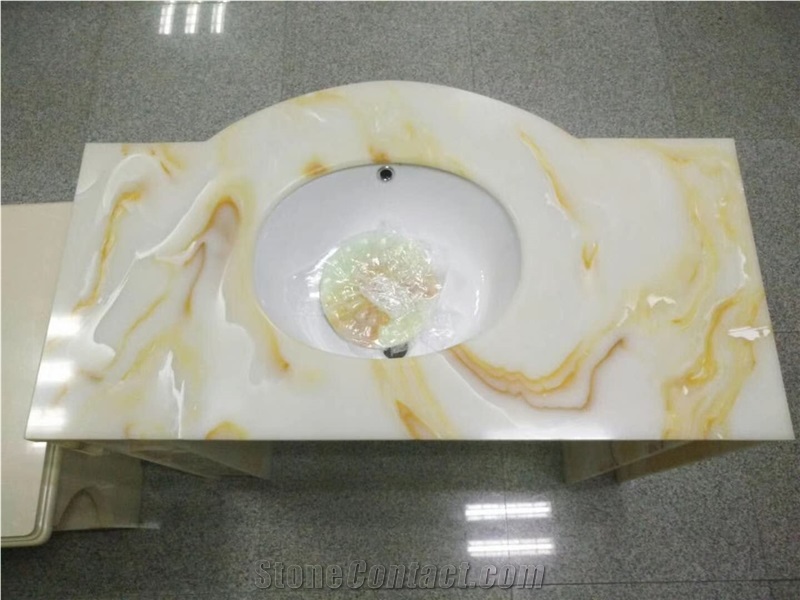 Ls-J004 Clouds Jade Vanity / Artificial Stone Bath Tops