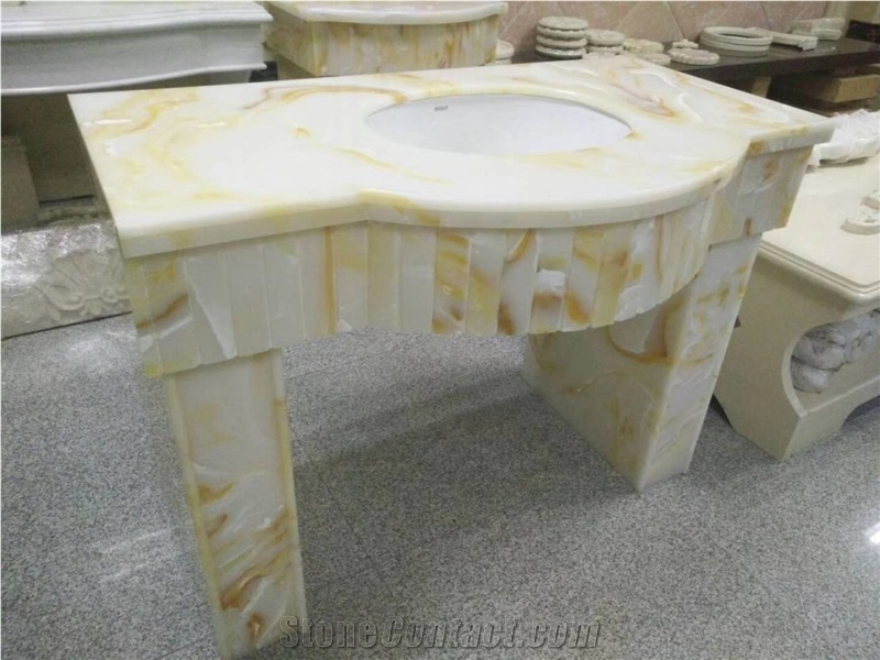 Ls-J004 Clouds Jade Vanity / Artificial Stone Bath Tops
