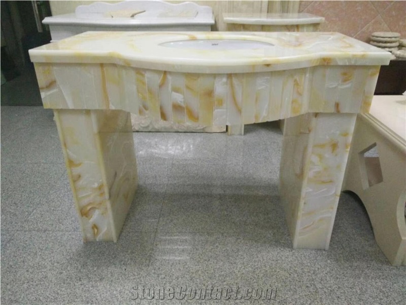 Ls-J004 Clouds Jade Vanity / Artificial Stone Bath Tops