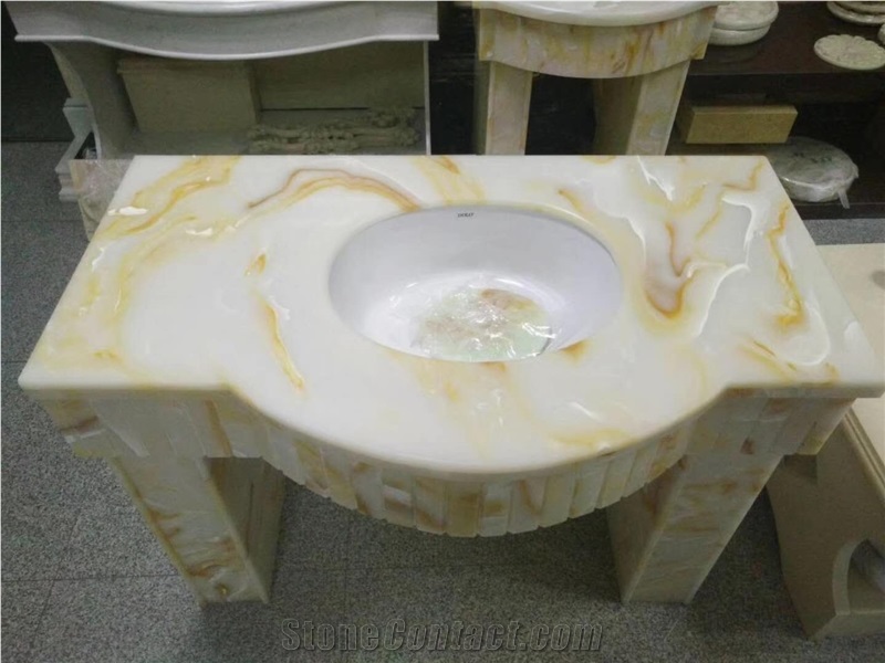 Ls-J004 Clouds Jade Vanity / Artificial Stone Bath Tops