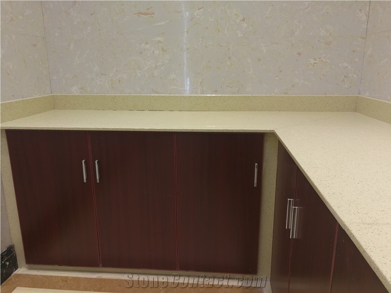 Ls-Q003 Beige Diamond Artificial Stone Slabs&Tiles Flooring