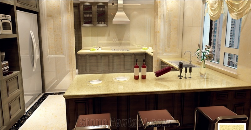 Ls-Q003 Beige Diamond Artificial Stone Slabs&Tiles Flooring