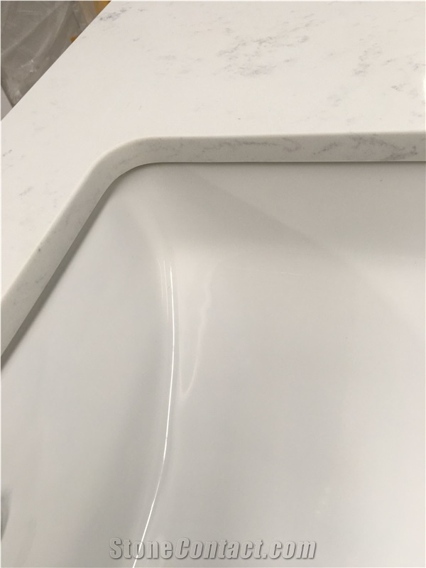 White Quartz with the Sink Master Bath Tops Vanity Top