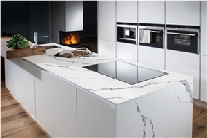 Calacatta Creek Quartz Stone Customized Kitchen Countertops, Worktops