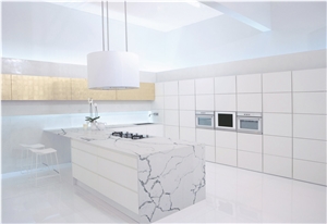 Calacatta Vagli Quartz Stone Customized Kitchen Countertops, Worktops
