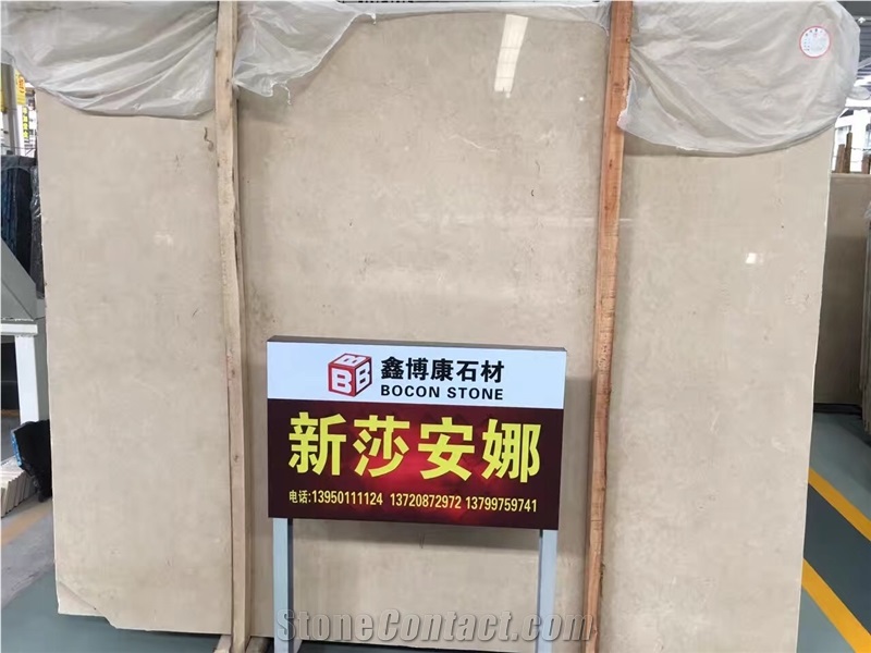Cream New Royal Botticino Marble Polished Big Slabs, Cut-To-Size Tiles