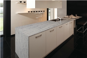 Hawaiian Surf Grey Quartz Customized Kitchen Countertops, Worktops