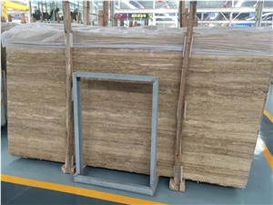 Iran Golden Travertine, Travertino Giallo Persiano Vien-Cut Big Slabs