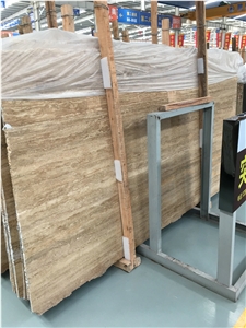 Iran Golden Travertine, Travertino Giallo Persiano Vien-Cut Big Slabs