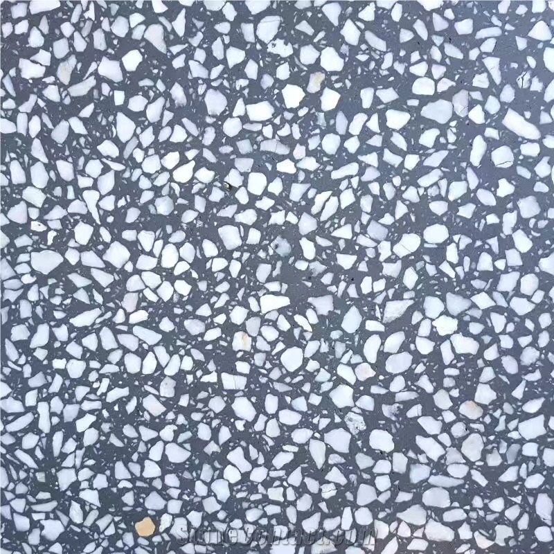 Light Black Terrazzo Stone Tiles, Artificial Stone, Tm003bl
