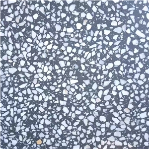 Light Black Terrazzo Stone Tiles, Artificial Stone, Tm003bl