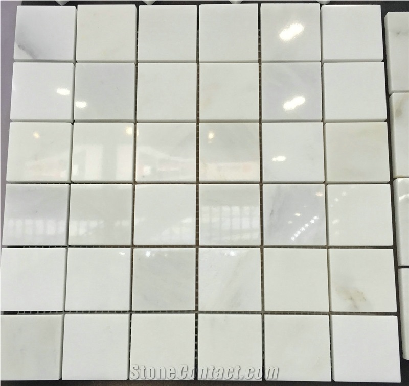 Oriental White/Carrara White, Marble Mosaic Tiles Middle Square Shape