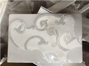 Oriental White & Grey Marble Water-Jet Mosaic, Special Shape Tiles