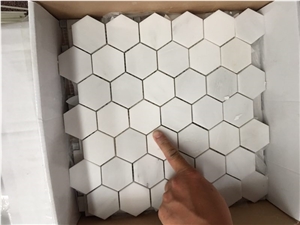 Oriental White Marble Middle Hexagon Mosaic Tiles, Wall/Floor Paving