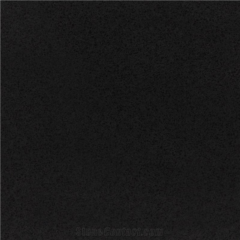 Pure Black China Quartz Artificial Engineered Stone Big Slabs, Tiles