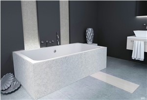 Spray Flower White Quartz Stone Customized Bathtub, Wall, Floor Design Spray Flower White Quartz Stone Customized Bathtub, Wall, Floor Design