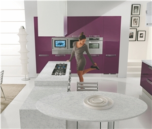 Spray Flower White Quartz Stone Customized Kitchen Countertop, Worktop Spray Flower White Quartz Stone Customized Kitchen Countertop, Worktop