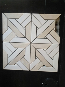 White & Beige White Composited Marble Mosaic Tiles, Wall/Floor Paving