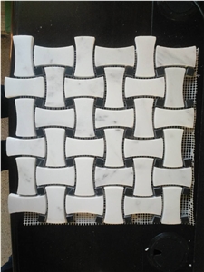 White & Black Spots Composited Marble Mosaic Design Wall/Floor Tiles