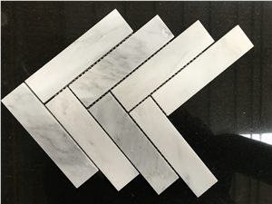 White Marble Mosaic, Big Herringbone Pattern, Wall/Floor Paving Tiles