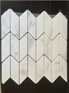 White Marble Mosaic Tiles, Big Herringbone Pattern, Wall&Floor Paving