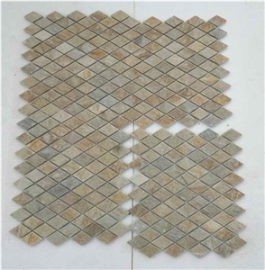 P014 Yellow Slate Mosaic for Wall and Paving