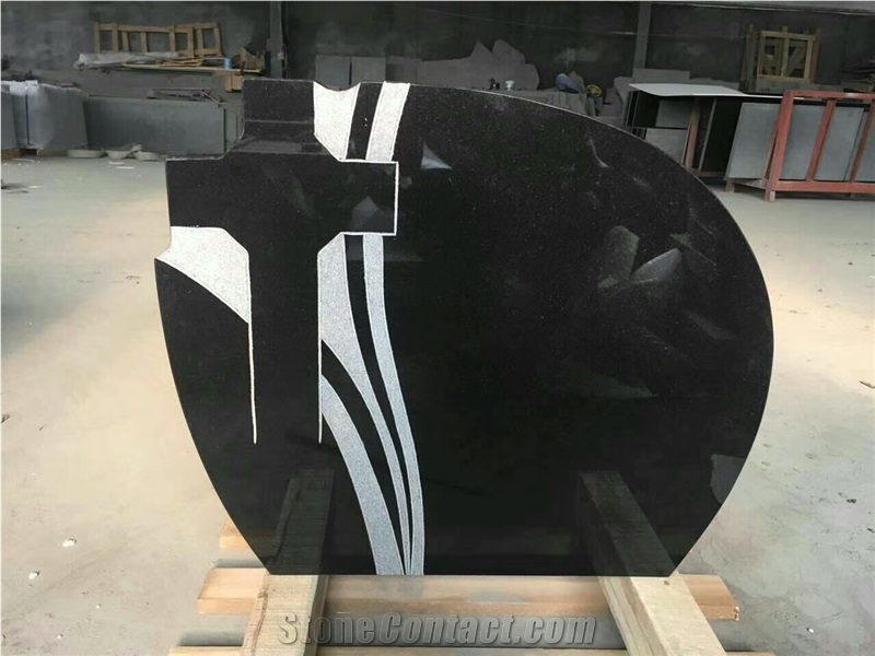 Shanxi Black Granite Cross Tombstone