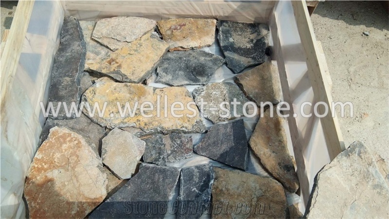 China Natural Brown Black Loose Stone for Paving Stone Wall Cladding