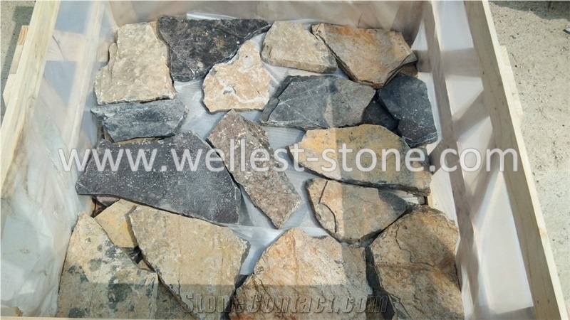 China Natural Brown Black Loose Stone for Paving Stone Wall Cladding