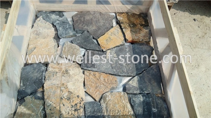 China Natural Brown Black Loose Stone for Paving Stone Wall Cladding