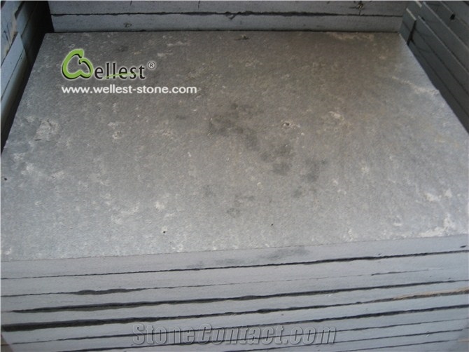 Dark Black Flamed G684 Basalt Slabs Z Shape Walling Tile