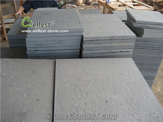 Dark Black Flamed G684 Basalt Slabs Z Shape Walling Tile