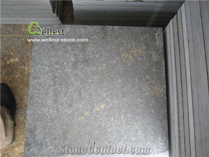 Dark Black Flamed G684 Basalt Slabs Z Shape Walling Tile