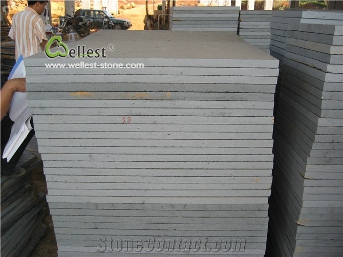 Dark Black Flamed G684 Basalt Slabs Z Shape Walling Tile