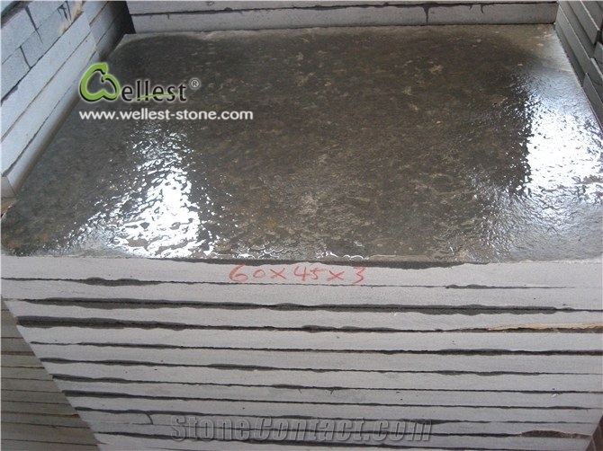 Dark Black Flamed G684 Basalt Slabs Z Shape Walling Tile