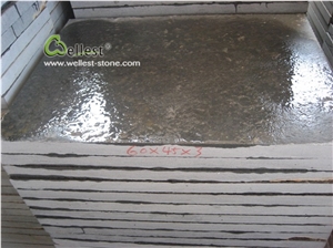 Dark Black Flamed G684 Basalt Slabs Z Shape Walling Tile