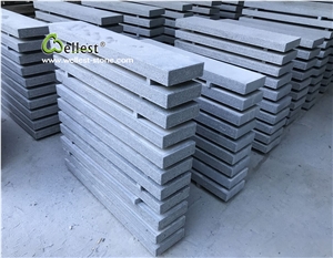 G654 Dark Grey Granite Flamed Wall Coping Stones with Straight Edge