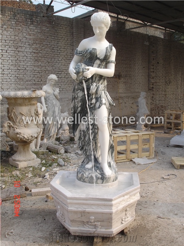 Granite Sculptured Floating Sphere Fountain Garden Decoration
