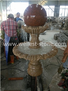 Granite Sculptured Floating Sphere Fountain Garden Decoration