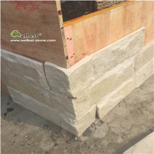 White Quartzite Mushroom Split Wall Tile Coping Stacked Stone Panel