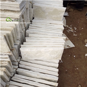 White Quartzite Mushroom Split Wall Tile Coping Stacked Stone Panel