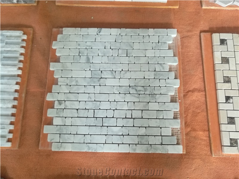 Italian Bianco Carrara White Marble Mosaic Tiles Of Different Pattern